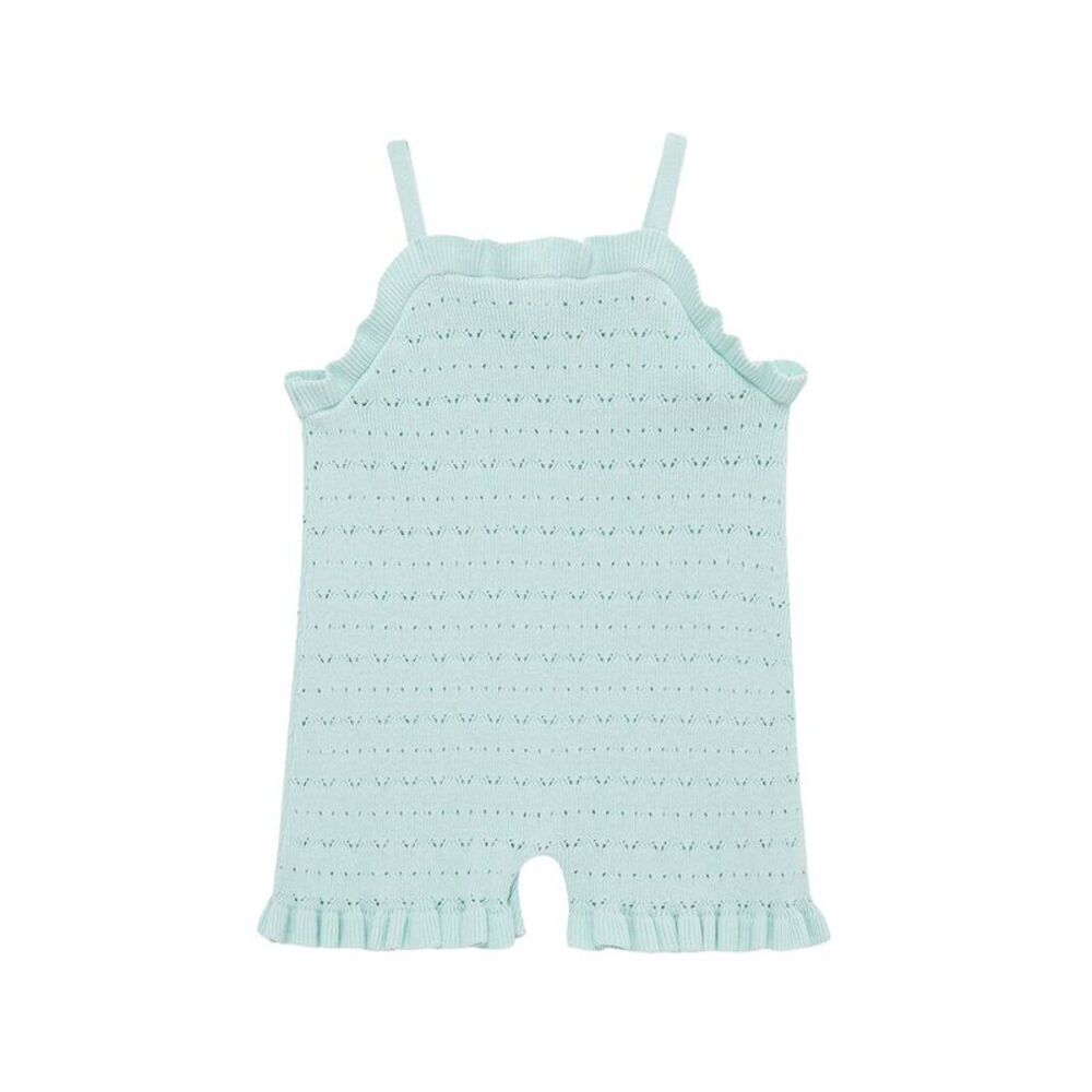 Little Me Girls  Aqua Pointelle Knit Romper